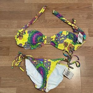New Trina Turk Yellow Multicolored Bikini Size 6